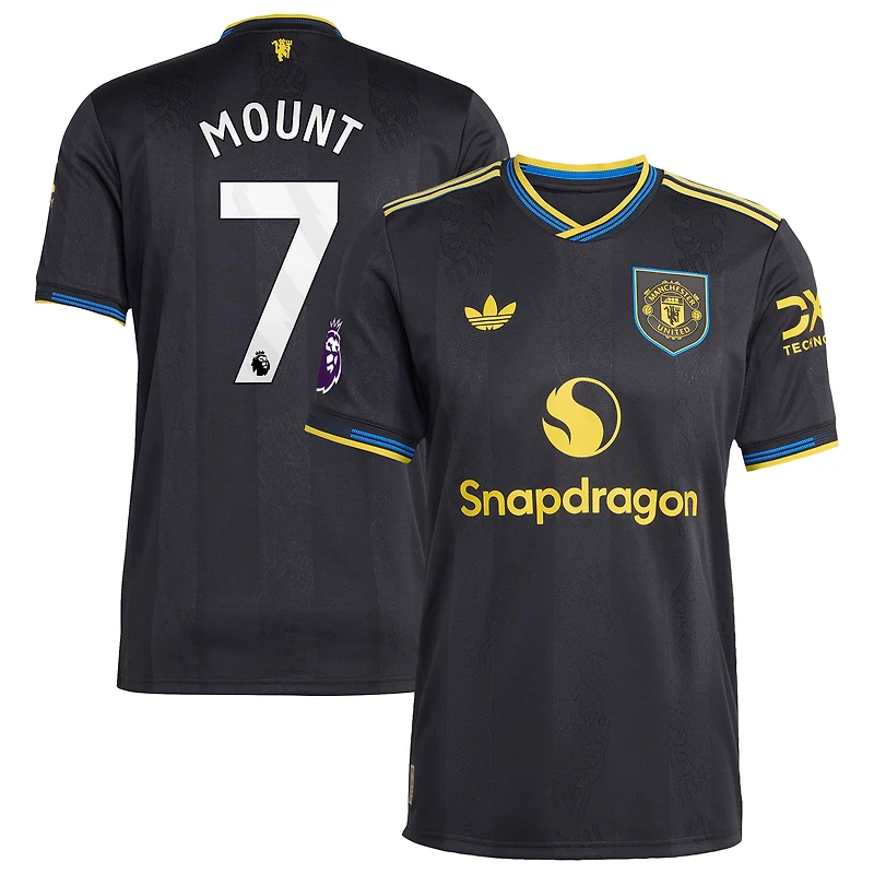 Maillot de joueur authentique Manchester United 2025/26 noir adidas Mason Mount pour homme