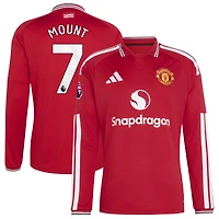 Maillot domicile authentique à manches longues adidas Mason Mount rouge Manchester United 2026/27 pour homme