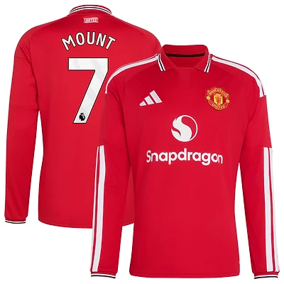 Men's adidas Mason Mount Red Manchester United 2026/27 Home Replica Long Sleeve Jersey