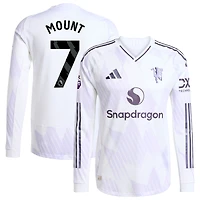 Maillot de joueur à manches longues authentique Manchester United 2025/26 extérieur blanc adidas Mason Mount pour homme