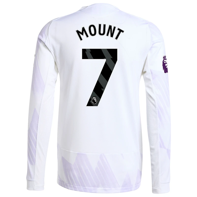 Men's adidas Mason Mount White Manchester United 2025/26 Away Authentic Long Sleeve Player Jersey