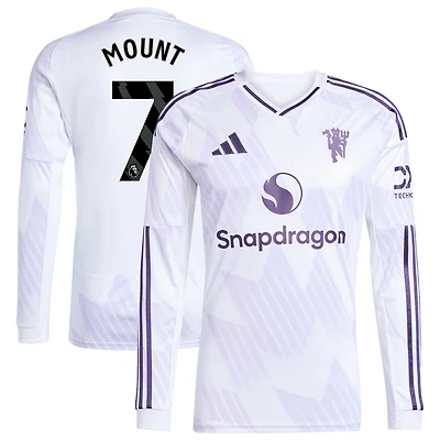 Men's adidas Mason Mount White Manchester United 2025/26 Away Replica Long Sleeve Player Jersey