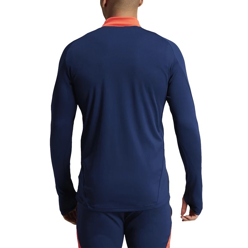 Haut d'entraînement adidas bleu marine Manchester United 2024/25 AEROREADY raglan à quart de zip pour homme