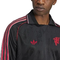 Men's adidas Originals Black Manchester United Lifestyler Long Sleeve Jersey