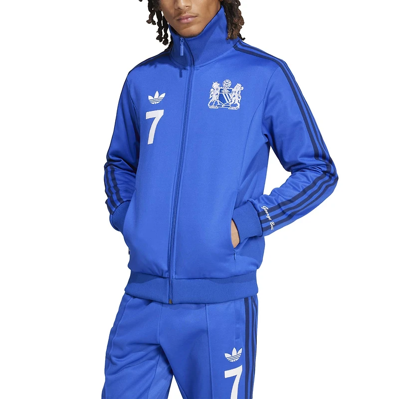 Haut de survêtement zippé adidas Originals bleu Manchester United x George Best Lifestyler pour homme