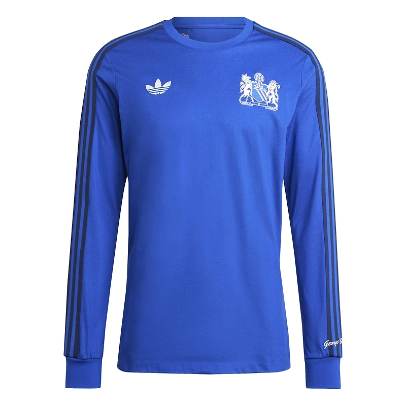 Men's adidas Originals Blue Manchester United x George Best Lifestyler Long Sleeve Jersey