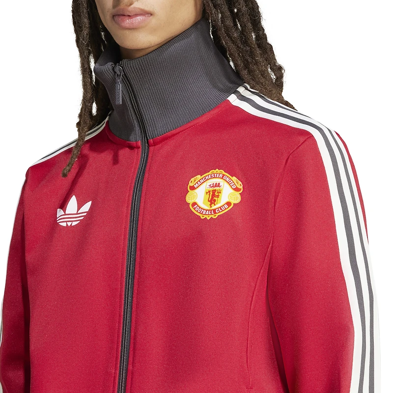 Veste de survêtement zippée intégrale adidas Originals Manchester United rouge pour homme