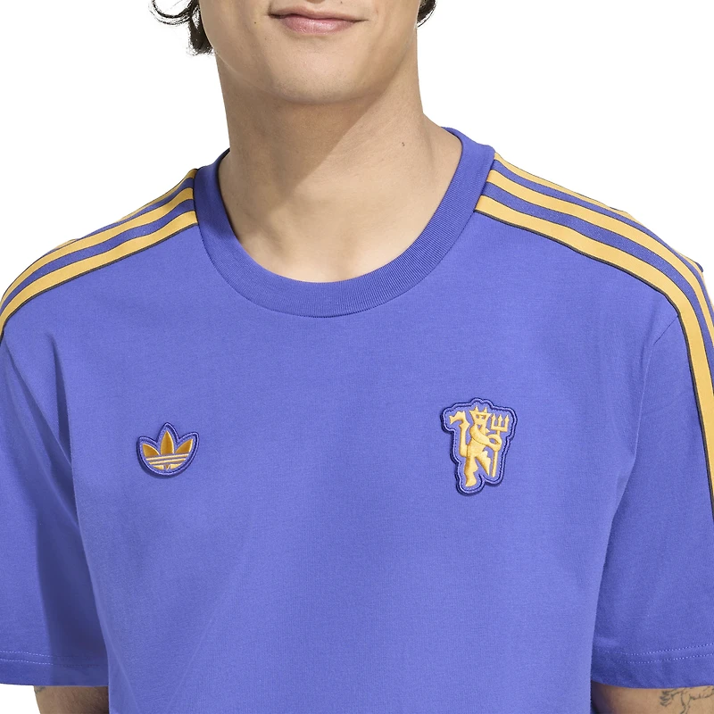 T-shirt adidas violet Manchester United Terrace Icons pour homme