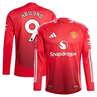 Maillot de joueur authentique à manches longues pour homme adidas Rasmus Højlund rouge Manchester United 2024/25 domicile