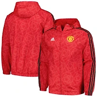 Coupe-vent raglan entièrement zippé adidas Manchester United 2023/24 DNA pour homme rouge