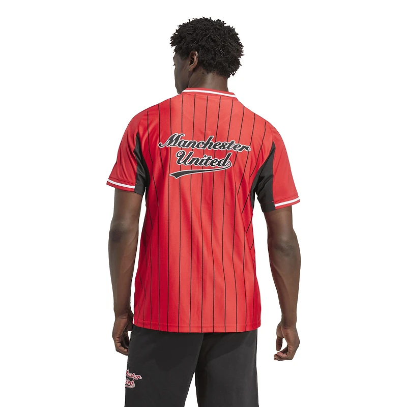 Men's adidas Red Manchester United US Pack Full-Button Baseball Jersey