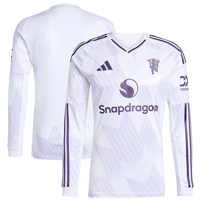 Men's adidas White Manchester United 2025/26 Away Replica Long Sleeve Jersey