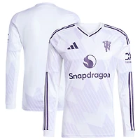 Men's adidas White Manchester United 2025/26 Away Replica Long Sleeve Jersey