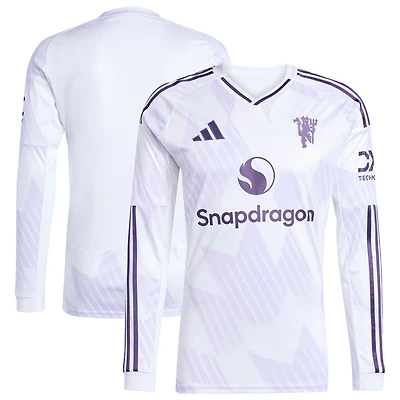 Men's adidas White Manchester United 2025/26 Away Replica Long Sleeve Jersey