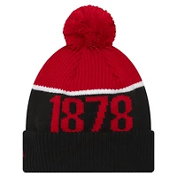 Bonnet en tricot à revers Manchester United Sport New Era noir pour hommes avec pompon