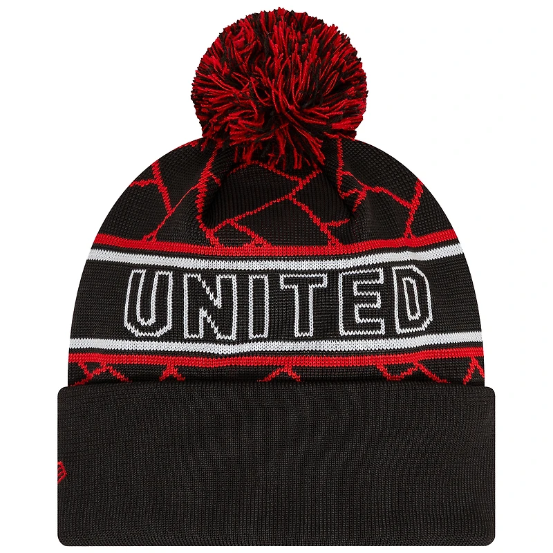 Men's New Era Black Manchester United Sport Cuffed Knit Hat with Pom