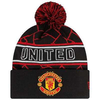 Men's New Era Black Manchester United Sport Cuffed Knit Hat with Pom
