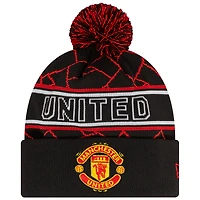 Men's New Era Black Manchester United Sport Cuffed Knit Hat with Pom