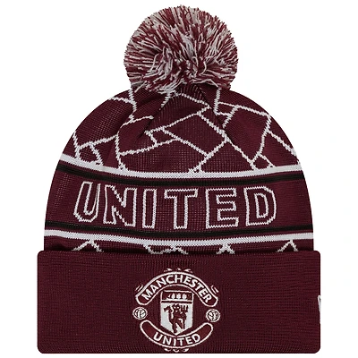 Men's New Era Red Manchester United Sport Cuffed Knit Hat with Pom
