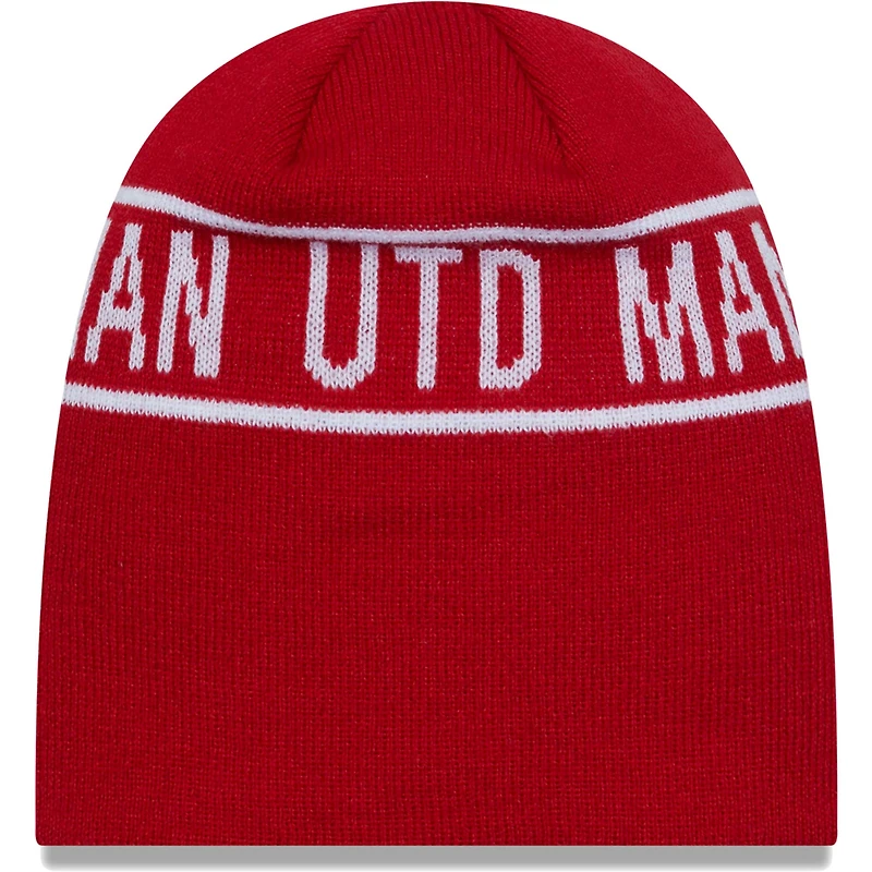 Bonnet à tête de mort rouge Manchester United Wordmark New Era pour homme