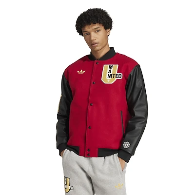 Unisex adidas Originals Red Manchester United Varsity Pack Full-Snap Jacket