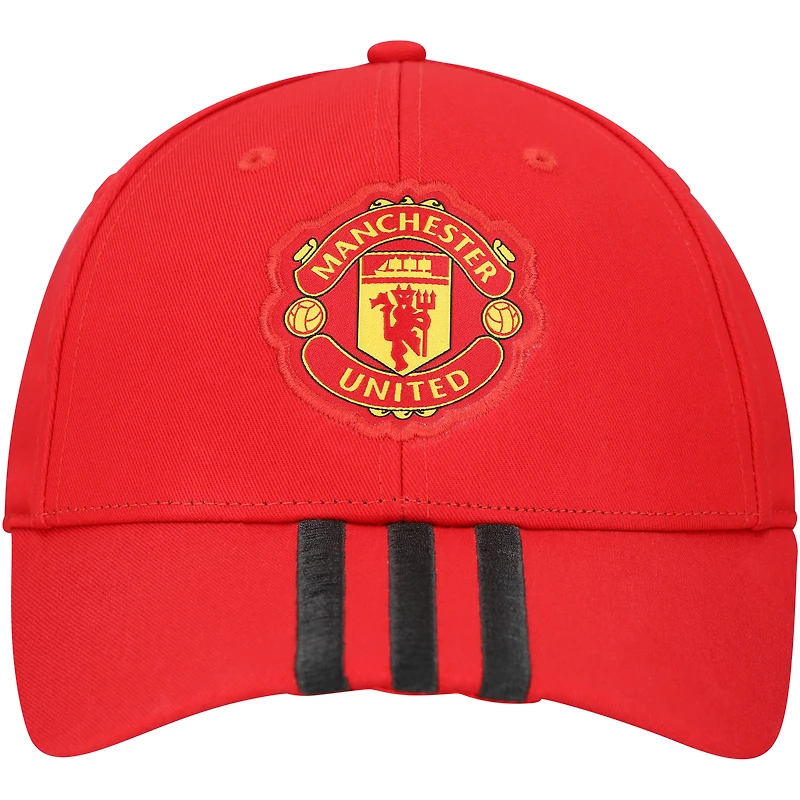 Casquette ajustable unisexe Adidas rouge Manchester United à 3 bandes