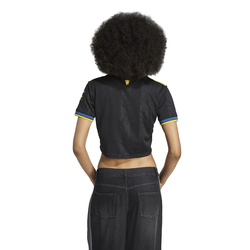 Women's adidas  Black Manchester United Away Cropped Replica 2025/26 Jersey