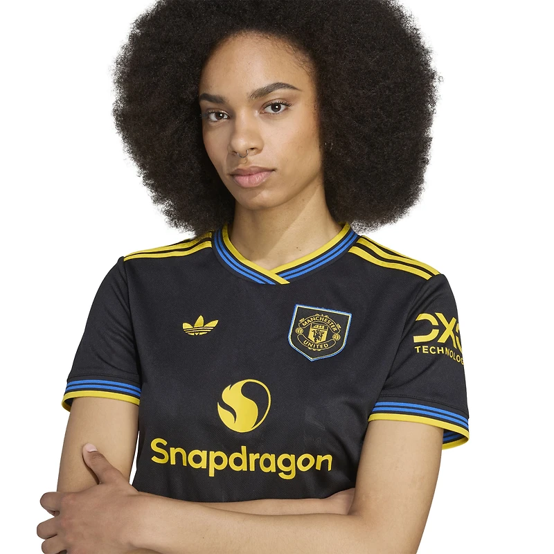 Women's adidas  Black Manchester United Away Cropped Replica 2025/26 Jersey
