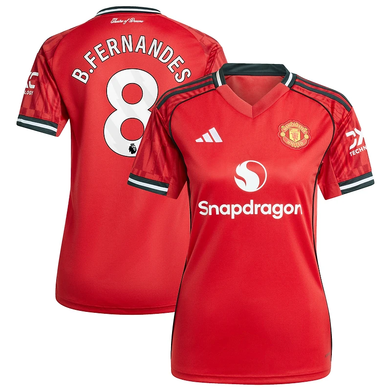 Maillot réplique rouge Bruno Fernandes pour femme, Manchester United Domicile 2025/26, adidas