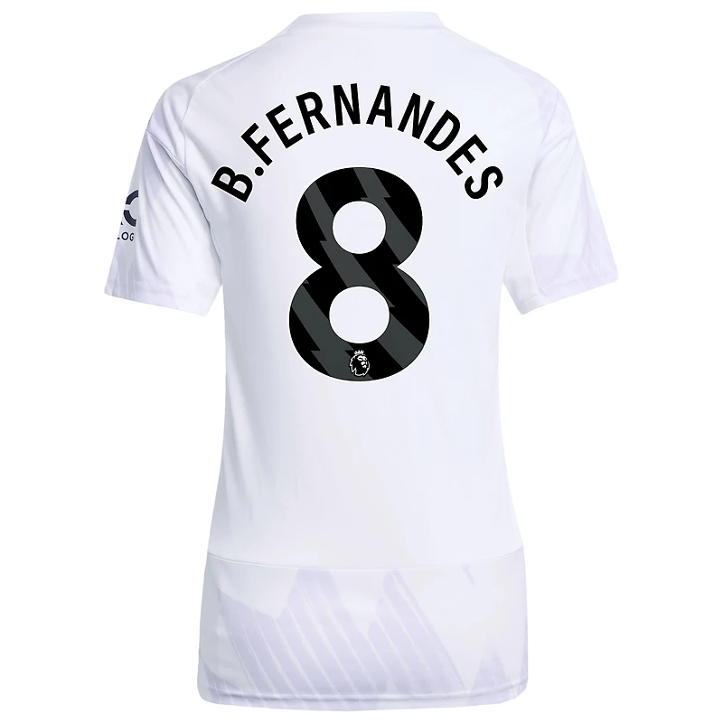 Women's adidas Bruno Fernandes White Manchester United 2025/26 Away Replica Player Jersey