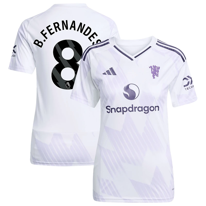 Women's adidas Bruno Fernandes White Manchester United 2025/26 Away Replica Player Jersey