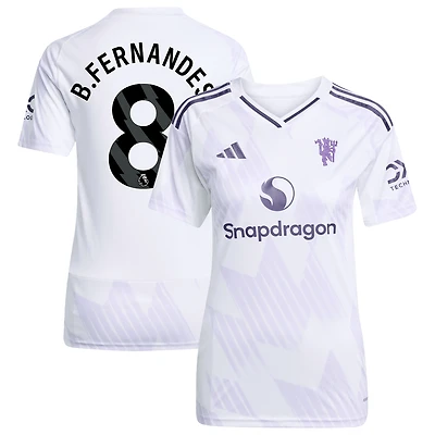Women's adidas Bruno Fernandes White Manchester United 2025/26 Away Replica Player Jersey