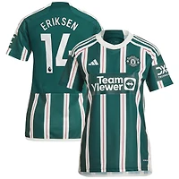 Maillot adidas Christian Eriksen pour femme, réplique de joueur extérieur Manchester United 2023/24, vert