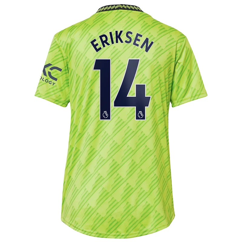 Maillot Manchester United 2022/23 Third Replica Player adidas Christian Eriksen vert fluo pour femme