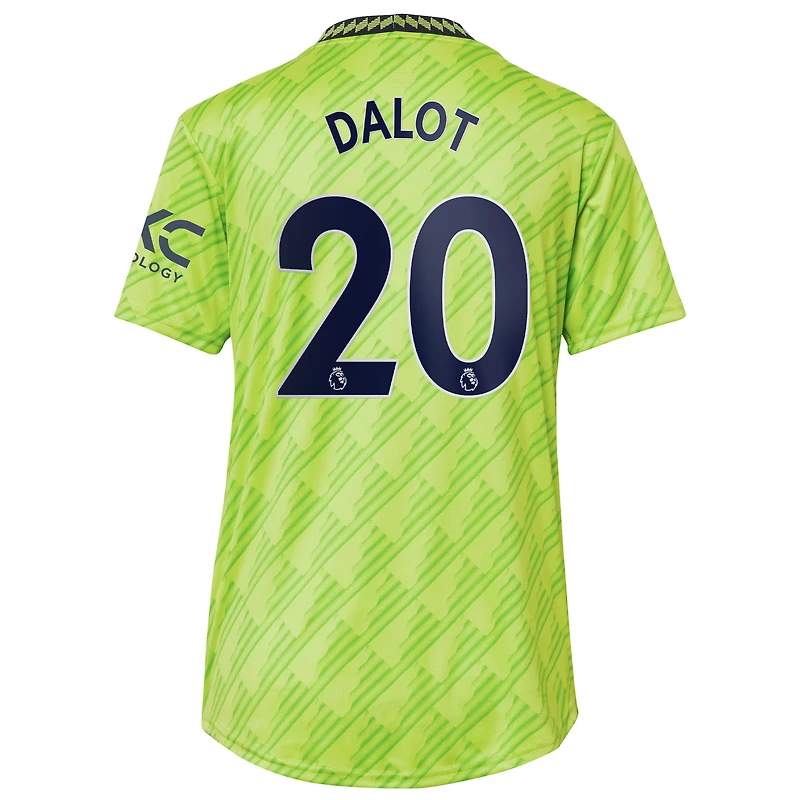 Women's adidas Diogo Dalot Neon Green Manchester United 2022/23 Third Replica Player Jersey