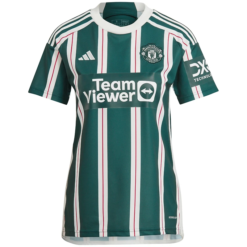 Maillot adidas Jonny Evans pour femme, réplique de joueur extérieur Manchester United 2023/24, vert