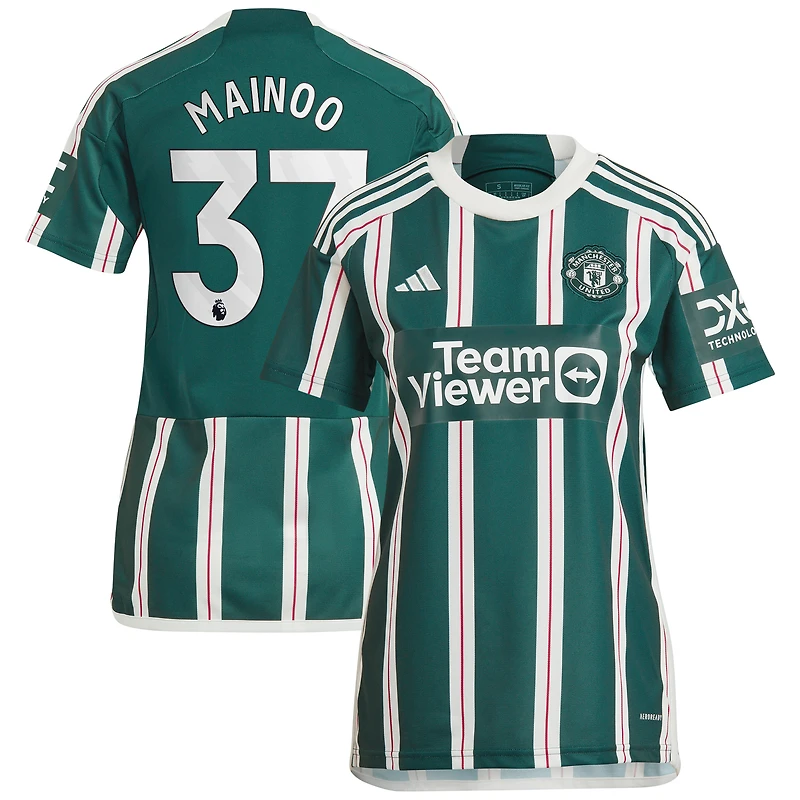 Maillot de joueur réplique extérieur Manchester United 2023/24 adidas Kobbie Mainoo vert pour femme
