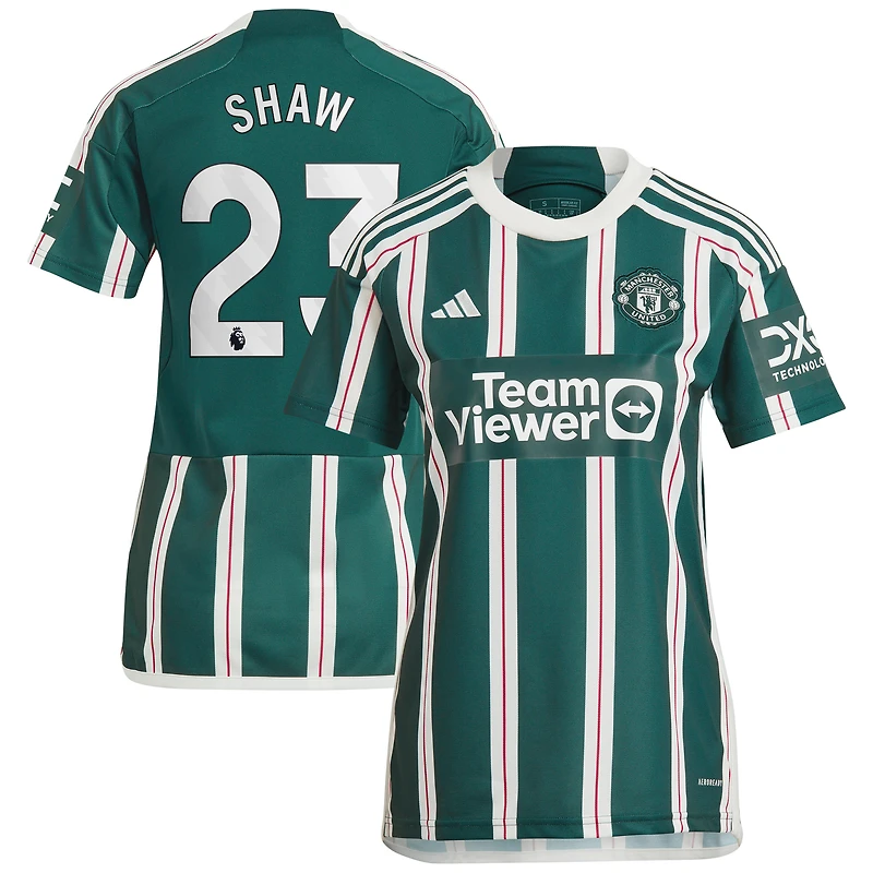 Women's adidas Luke Shaw Green Manchester United 2023/24 Away Replica Player Jersey