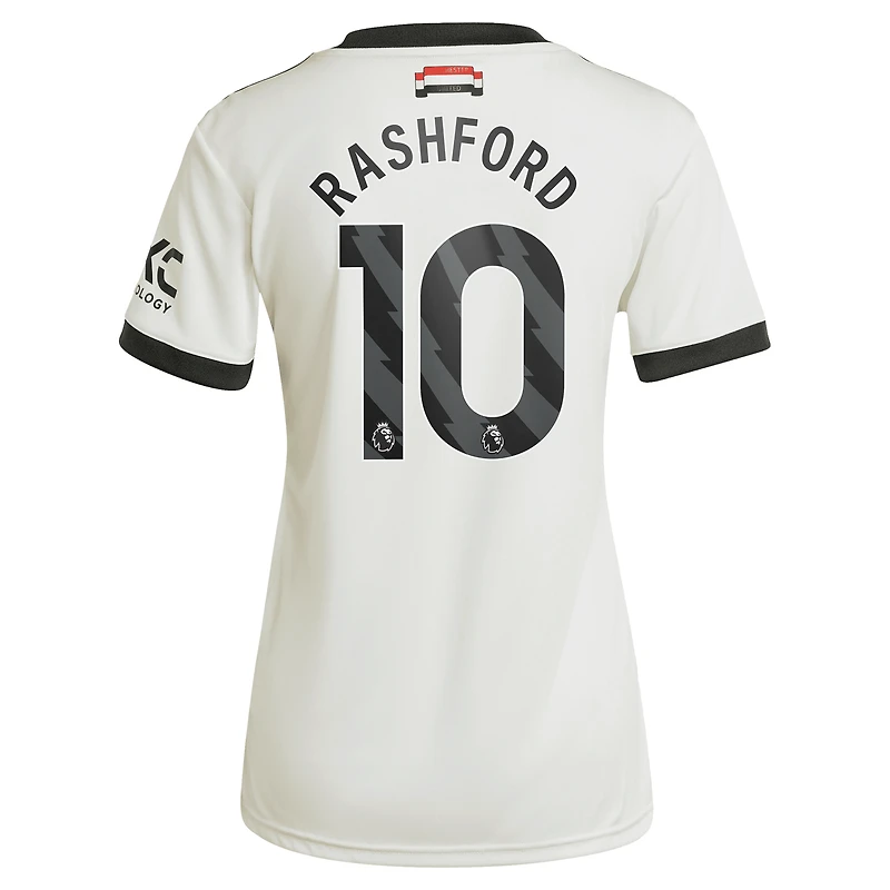 Maillot réplique adidas Originals Marcus Rashford crème Manchester United 2024/25 pour femme