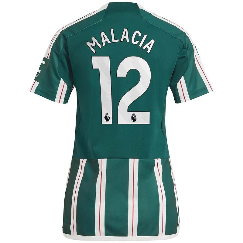 Maillot adidas Tyrell Malacia pour femme, réplique de joueur extérieur Manchester United 2023/24, vert