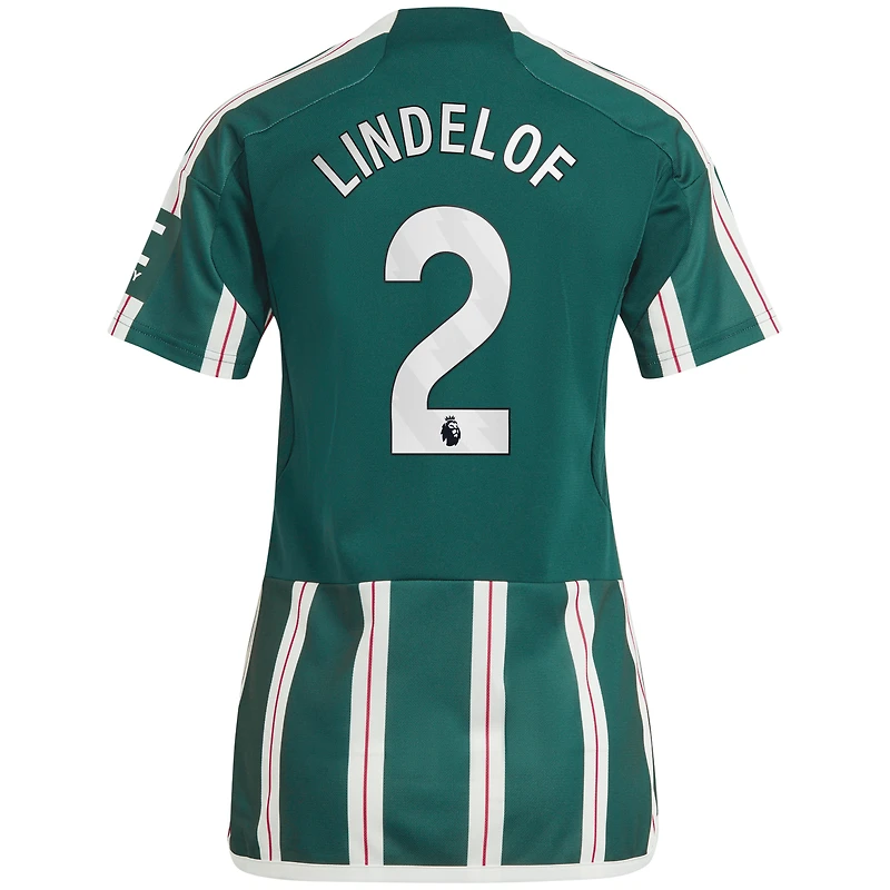 Maillot de joueur réplique extérieur Manchester United 2023/24 adidas Victor Lindelof vert pour femme