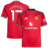 Youth adidas Alejandro Garnacho Red Manchester United Home 2025/26 Replica Player Jersey