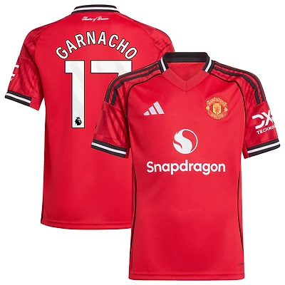 Youth adidas Alejandro Garnacho Red Manchester United Home 2025/26 Replica Player Jersey