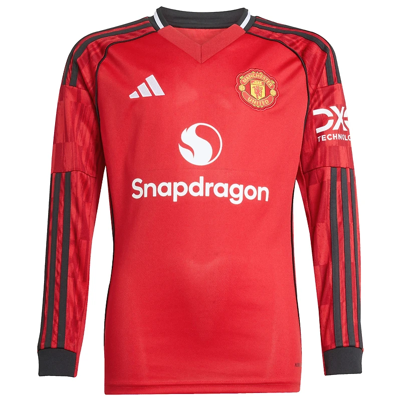 Youth adidas Alejandro Garnacho Red Manchester United Home 2025/26 Replica Player Long Sleeve Jersey