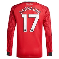 Maillot manches longues réplique rouge adidas Alejandro Garnacho pour jeune joueur Manchester United Domicile 2025/26