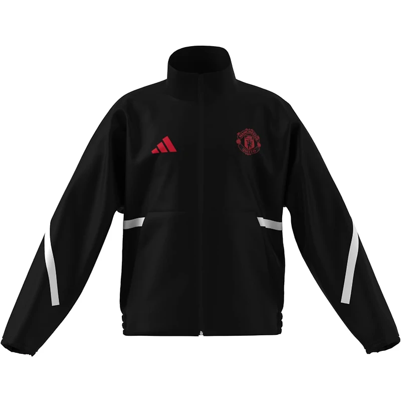 Veste zippée adidas Manchester United noire pour enfant, saison 2025/26.
