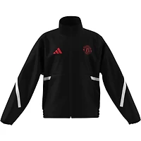 Veste zippée adidas Manchester United noire pour enfant, saison 2025/26.