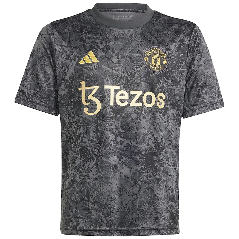 Haut d'avant-match adidas noir Manchester United x Stone Roses 2023/24 pour enfant