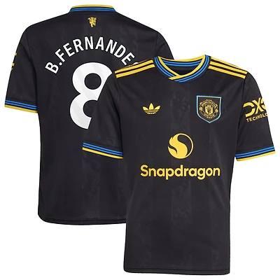 Maillot réplique junior Bruno Fernandes noir Manchester United 2025/26