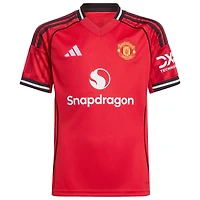 Youth adidas Bruno Fernandes Red Manchester United Home 2025/26 Replica Player Jersey